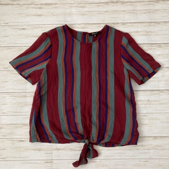 Madewell Button Back Striped Tee | Size XS - Picture 3 of 7